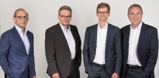 Isra Vision partners with Atlas Copco for Machine Vision Solution The new Isra Vision management team (from right: Hans Jürgen Christ, Tomas Lundin (speaker), Dr Johannes Giet) takes over from the retiring CEO and founder Enis Ersü (left)