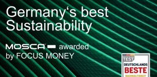 Mosca honored as the most sustainable company in mechanical engineering Mosca tops the list of winners in the “Mechanical and Plant Engineering” category of “Germany’s Best – Sustainability,” awarded by Focus Money