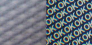 Toppan’s Illumigram displays text & images with depth in strong light Text appears (right) when light is shone on Illumigram. Photos: Toppan Inc.