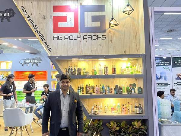 Gaurav Daga, director of AG Poly Packs showcases a wide range of caps & closures at the PackPlus 2022. Photo PSA