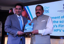 India’s first cervical cancer vaccine Cervavac announced Serum Institute of India CEO Adar Poonawalla with Jitendra Singh, Union minister of science and technology at the launch of the vaccine. Photo: Serum Institute of India